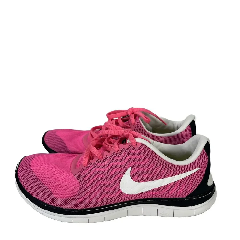 Nike Free Women's Pink 4.0 Flyknit Lace Up Athletic Running Shoes - 8 - Picture 5 of 8